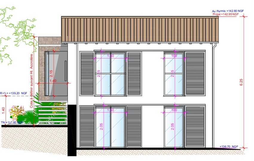 façade Ouest Dessinateur projeteur - Extension Maison